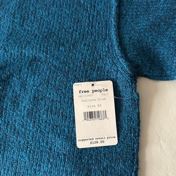 New Free People Brookside Oversized Sweater in Halcyon Blue Women's XS - Picture 4 of 10